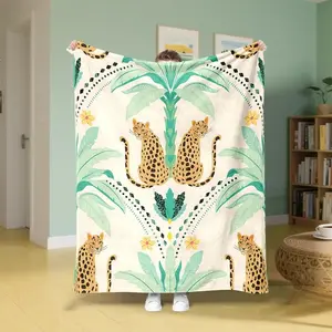 Bohemian Style Leopard Print Blanket  SingleSide Lightweight Blanket Soft Comfortable Flannel Blanket That Can Be Used All Year Round, Suitable For Sofas, Beds, Offices, Travel, And Camping