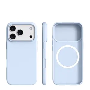 1 piece BASE MORE COVER luxury ultra-thin magnetic liquid silicone iPhone case for Apple mobile phones. Soft touch feel, soft edge wrapping, matte soft shell case. Skin-friendly texture. Naked phone case. Suitable for Apple iPhone 17 Pro Max/16/15/14/13 P