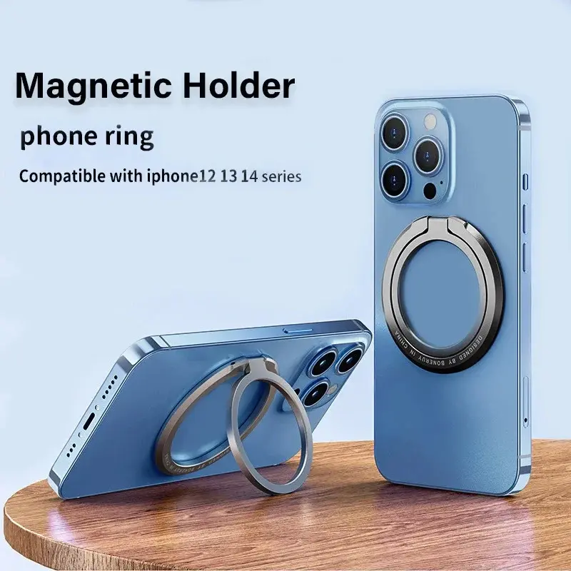 New Magnetic Cell Phone Ring Holder Mobile Phone Bracket  Removable Cell Phone Grip Kickstand Magnetic Phone Mount  for iPhone MagSafe Samsung Xiaomi