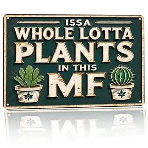 12×8 Inch Funny Succulent & Cactus Quote Aluminum-Based Home Sign, Vintage Greenhouse Metal Wall Decor Plaque for Plant Room, Garden Shed, Housewarming Gift for Plant Lovers, Aluminum-Based Home Signs
