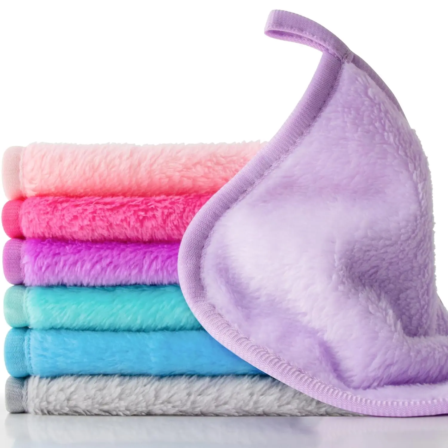 7PCS Makeup Remover Cloth -  Reusable Makeup Remover Pads, Microfiber Face Cloths, 6x6 Inch Soft Facial Cleansing Towels for Women, Gentle Face Wash Towels for All Skin Types Travel & Daily Use