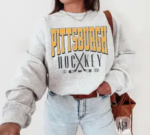 [Sale Up To 45%] Vintage Pittsburgh Hockey Sweatshirt Pennsylvania Ice Hockey Crewneck Pittsburgh Hockey Fan Penguin Sweatshirt