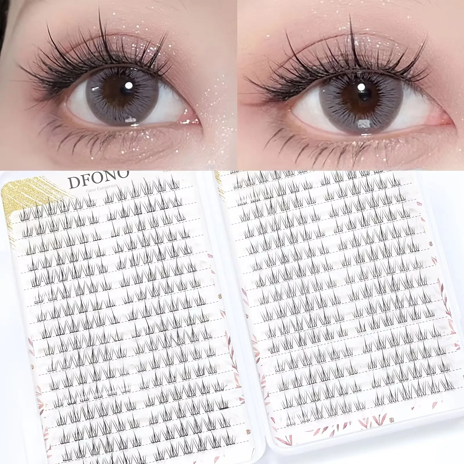 384 Sunflower DIY Eyelash Extension Kit, Large Capacity Natural Realistic C-Shape Synthetic Clusters 9-11mm, Lightweight Cartoon Style for Easy Application