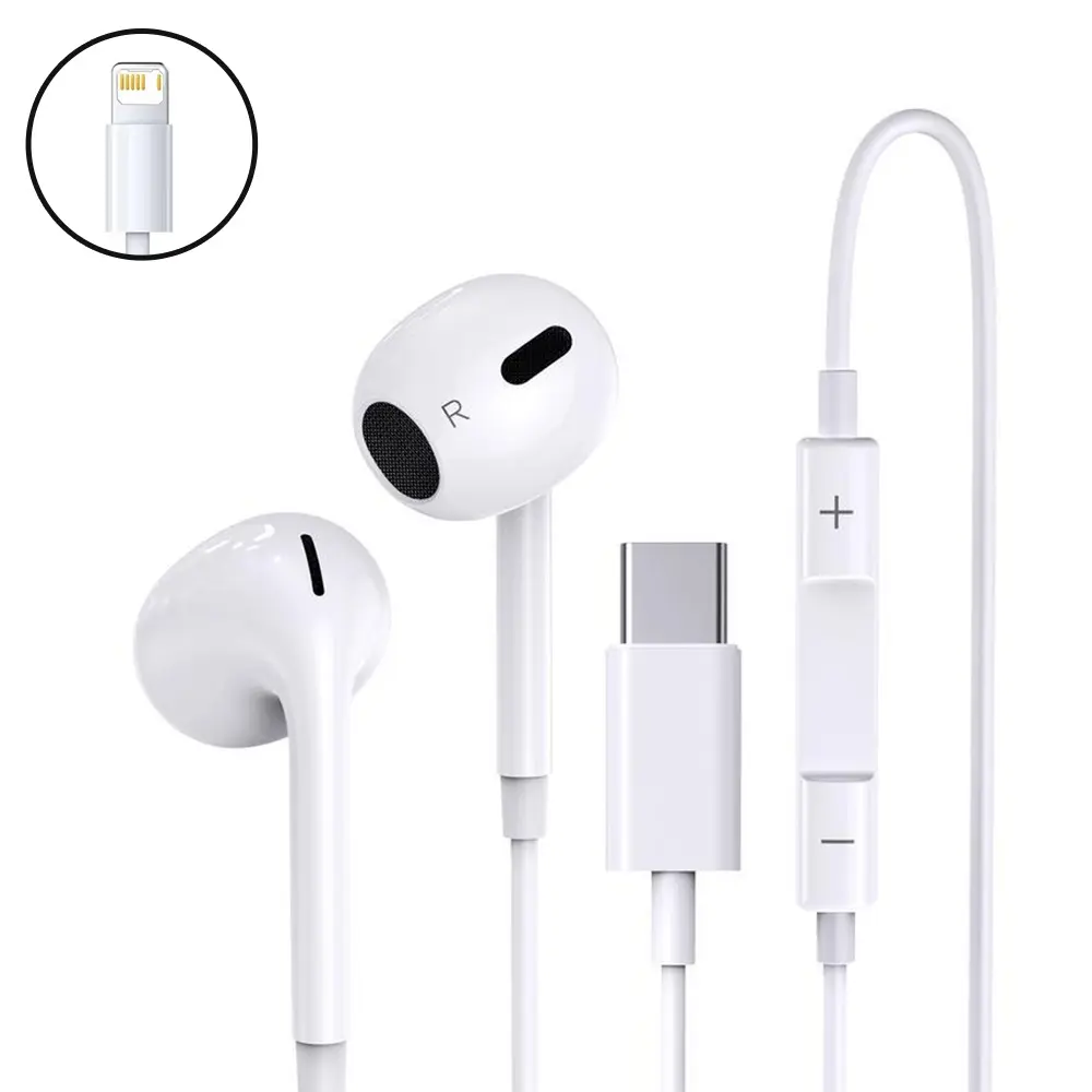 USB-C Wired In-Ear Headphones with 9D Stereo Sound, Built-In Microphone, Wired Controls, Plug-and-Play Compatibility for iPhone & Android Smartphones, Comfortable for Travel & Study