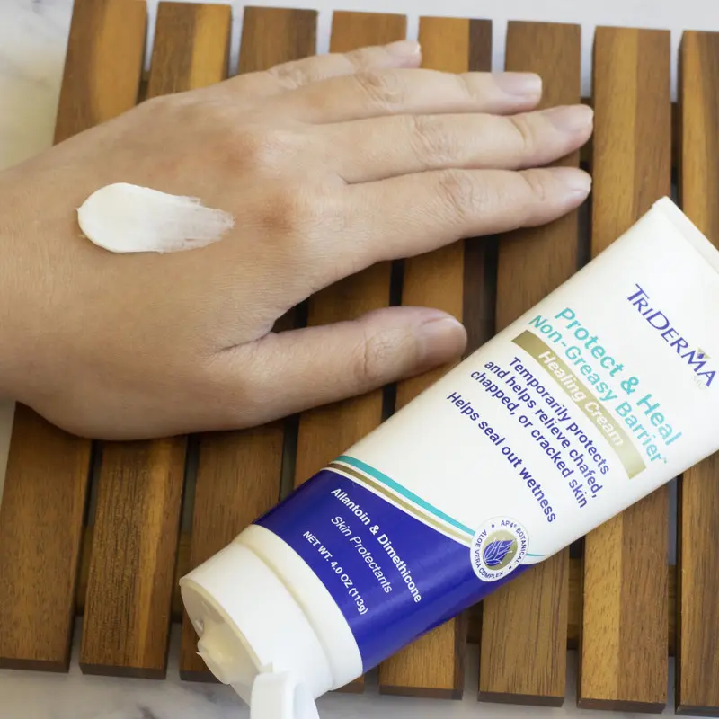 TriDerma Protect & Heal Non-Greasy Moisture Barrier Skin Protectant Incontinence Cream for Adult Diaper Rash, Chafing, Redness, Sensitive Skin with Dimethicone, Aloe Vera, FSA Eligible 4 oz…