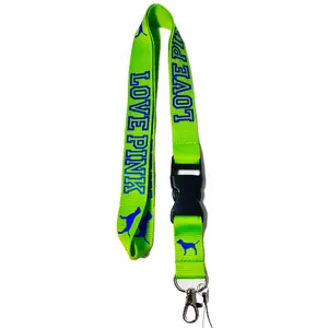 NEW Love Pink Lanyard Keychain Green
