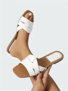 Women's Flat Sandals Open Toe Cross Strap Design Comfortable Lightweight Casual Beach Shoes, Footwear