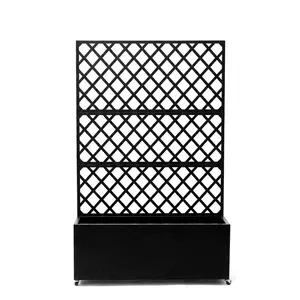 Raised Garden Bed with Trellis and Privacy Screen, Mobile Metal Garden Bed on Wheels, 35/46 inch Large Planter Box for Vegetables & Vines, Heavy Duty Garden Trellis Outdoor Planters for Patio