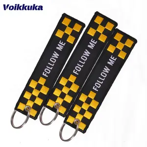 1PC 2PCS 3PCS Different Sets Follow Me Plaid Pattern Double Sided Embroidery Aviation Car Keychain Gifts Accessories