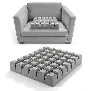 Waffle Seat Cushion Foam Pad - Relieves Back Sciatica Tailbone & Hip Pressure for Long Sitting - Ideal for Office Chair Wheelchair Recliner Car Seat - 18x16x3 Inch Gray