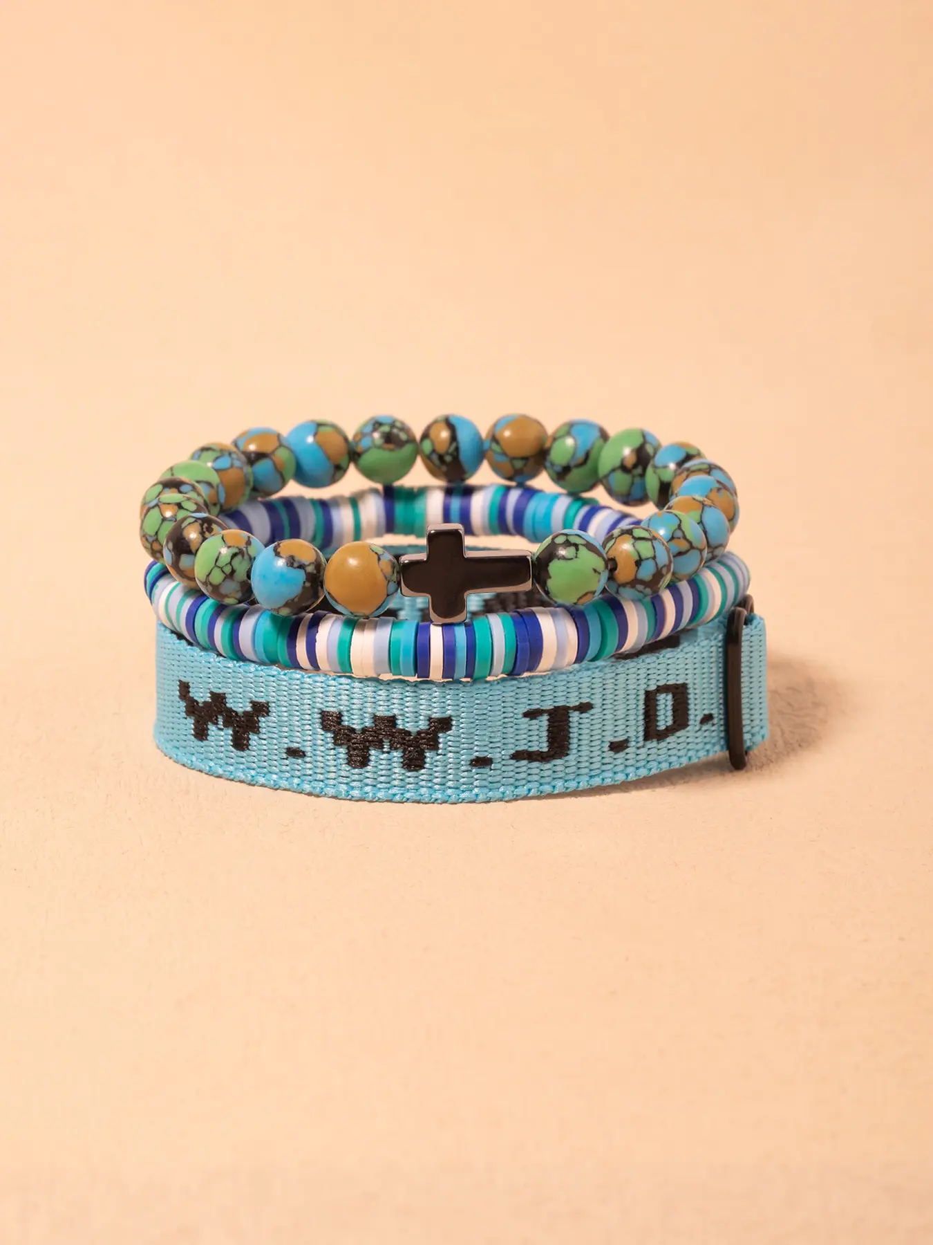 Wwjd Beaded Cross Bracelet Set, Exquisite Bracelet, Beaded Bracelet Sets, Handmade Embroidery Christian Jewelry, Unisex Sports Wristband, Perfect Gift for Holidays & Special Occasions