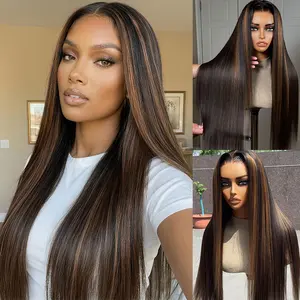 【New In】UNice Black with Caramel Highlights Yaki Straight Glueless 7x5 Closure Human Hair Wigs with Drawstring Natural Hairline No Slip Beginners Friendly summerwins