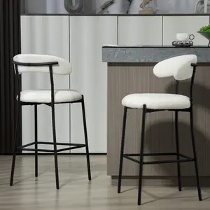 25 Inches Bar Stools Set of 2 Counter Stools for Kitchen Island Modern Comfort Velvet Barstools with Cloud Upholstered Seat and Metal Legs Adjustable Armless Chair