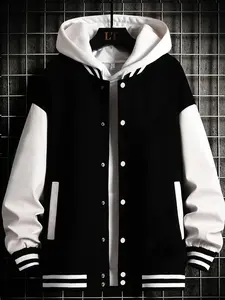 Men's Sporty Jacket, Lightweight Stretch Fabric, Baseball Collar, Los Angeles Print, Button Closure, All Season Multi-Purpose Coat, Comfortable Elastic Material