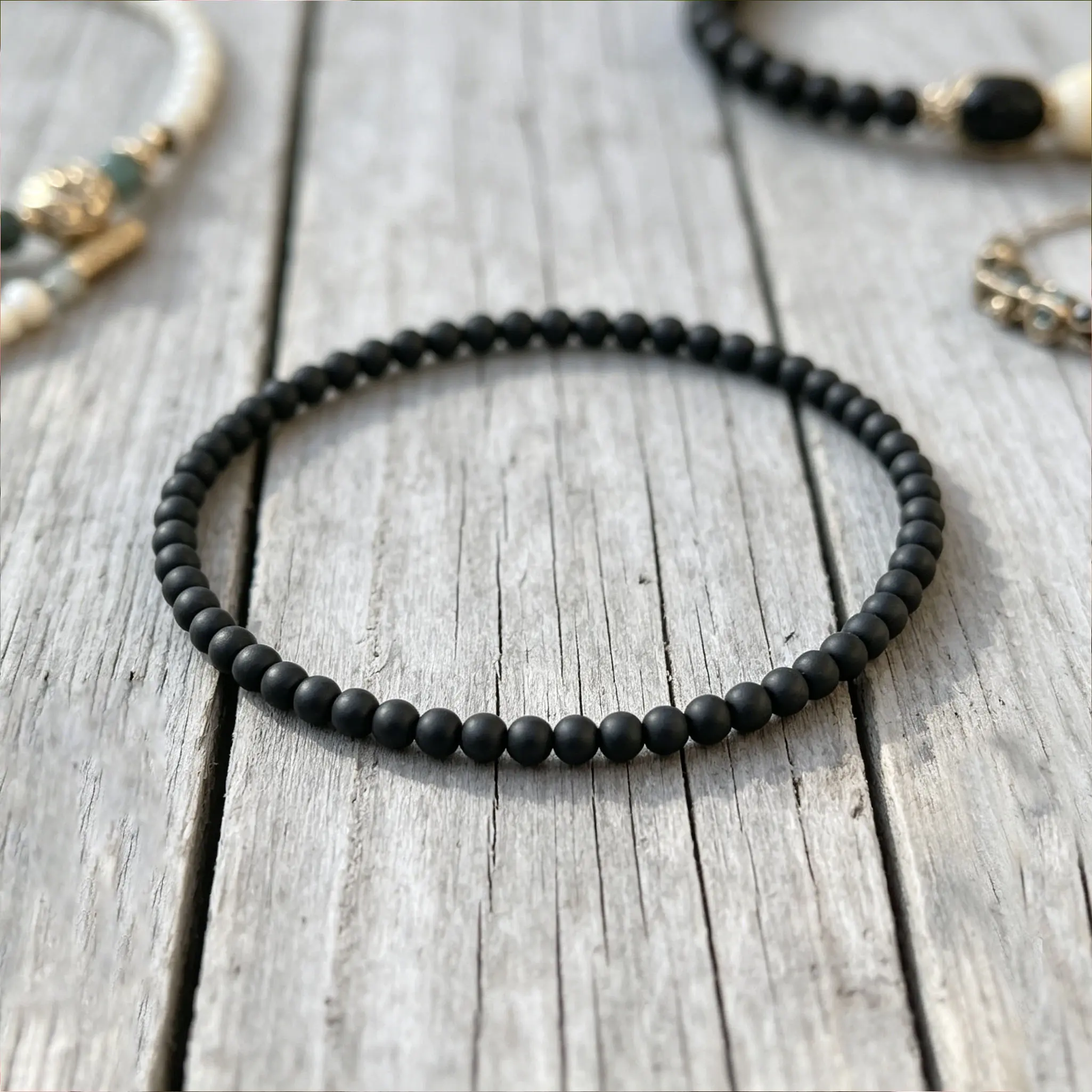 Shungite 4mm Matte Bracelet, EMF Protection Negative Energy Shield Grounding Crystal Jewelry for Men Women Father‘s Day Gifts