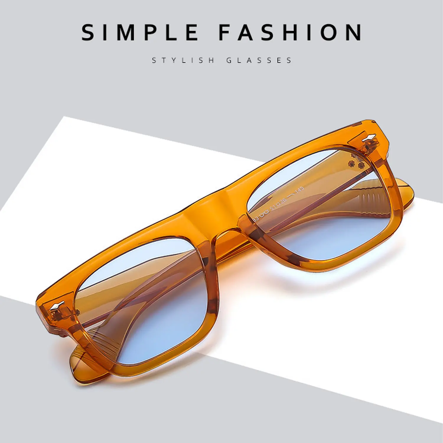 FYTOO Unisex Full Rim Thick Chunky Square Acetate Sunglasses - Vintage Retro Rectangle Shades with UV400 UV-Protection, PC-TAC Lenses, Fashion Eyewear for Outdoor Driving 3883