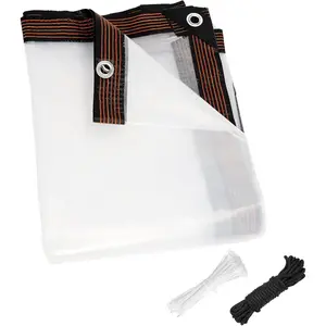 10x12FT Outdoor Clear Tarps with Grommets Vinyl Insulation Shed Cloth,Thicken Clear  Tarpaulin Transparent Tarp,Heavy Duty Clear Plastic Tarps with Rope for Garden  Opening Storage