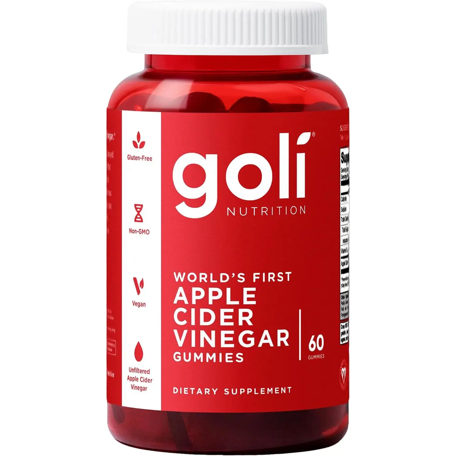 Goli Apple Cider Vinegar Gummies - Worlds First ACV Gummy with Vitamin B12, Beetroot & Pomegranate - Vegan, Non-GMO, Gluten-Free