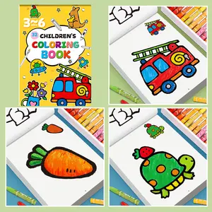 32 Page Fun Coloring Book for Kids 3-6 Years Old, Cartoon Animals & Vehicles, Large Lines, Easy to Color, Focus Training, Practical Drawing Book