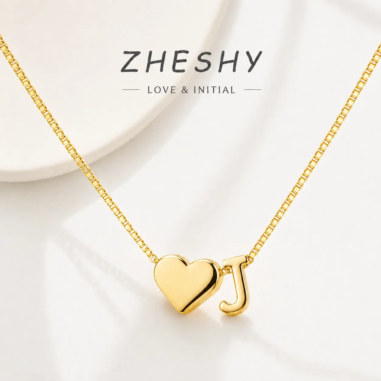 ZHESHY Dainty 14K Gold Plated Heart Letter A-Z Necklace, Women's Fashion Jewelry, Personalized Love Letter Necklace, Suitable for Gifting Mother or Girlfriend Holiday Gifts, Birthday Gifts, Mother's Day gift