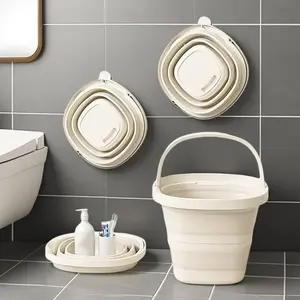 Foldable Bucket, 1 Count Portable Large Capacity Water Bucket with Handle, Multifunctional Storage Bucket for Home Bathroom Outdoor Fishing, Home Goods, Basin Container