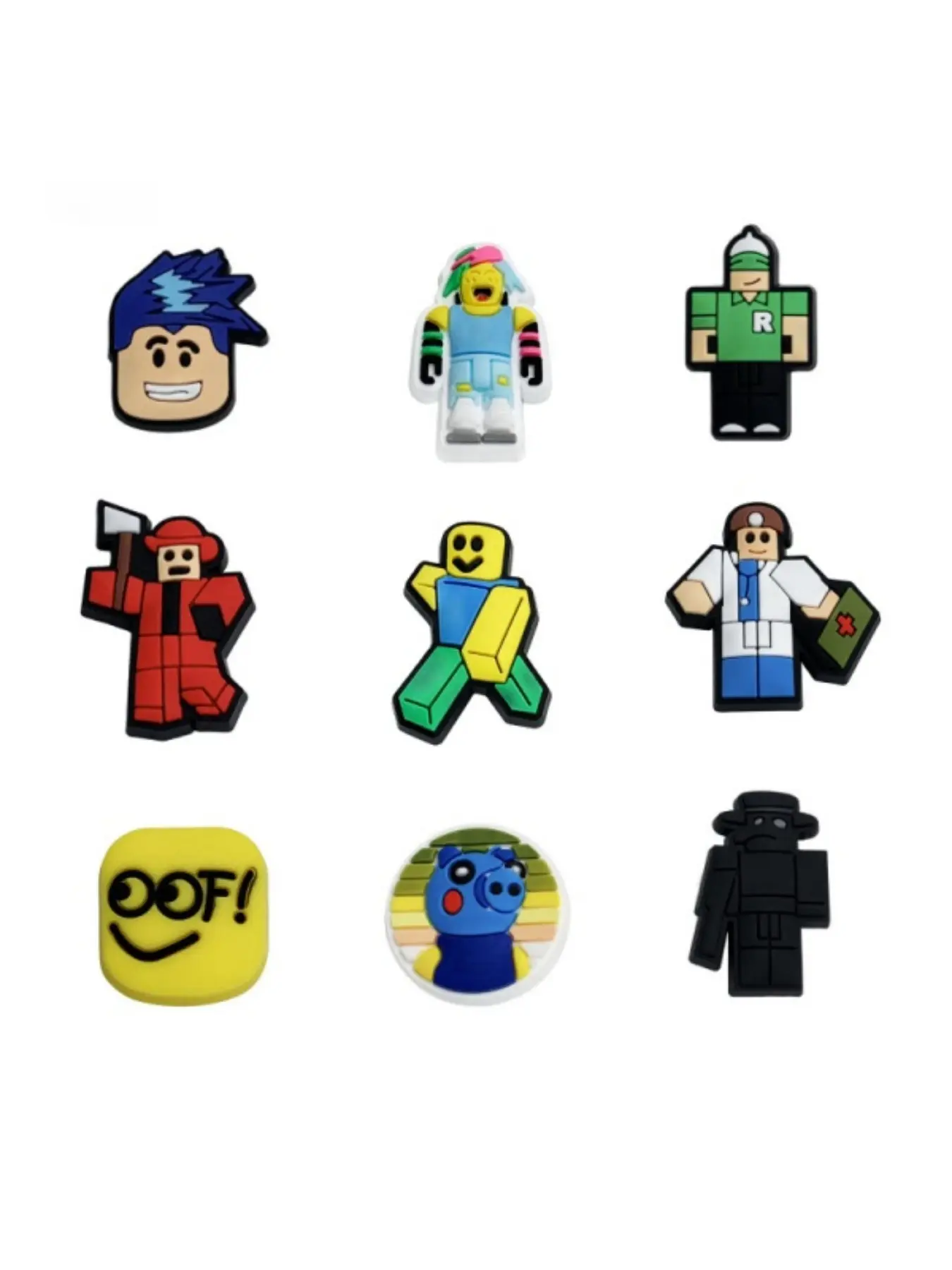 9pcs Roblox Series Shoe Accessories PVC Soft Gel DIY Detachable Holiday Gifts, Cartoon Style, All Seasons, Shoe Decoration Charms, Shoe Accessories