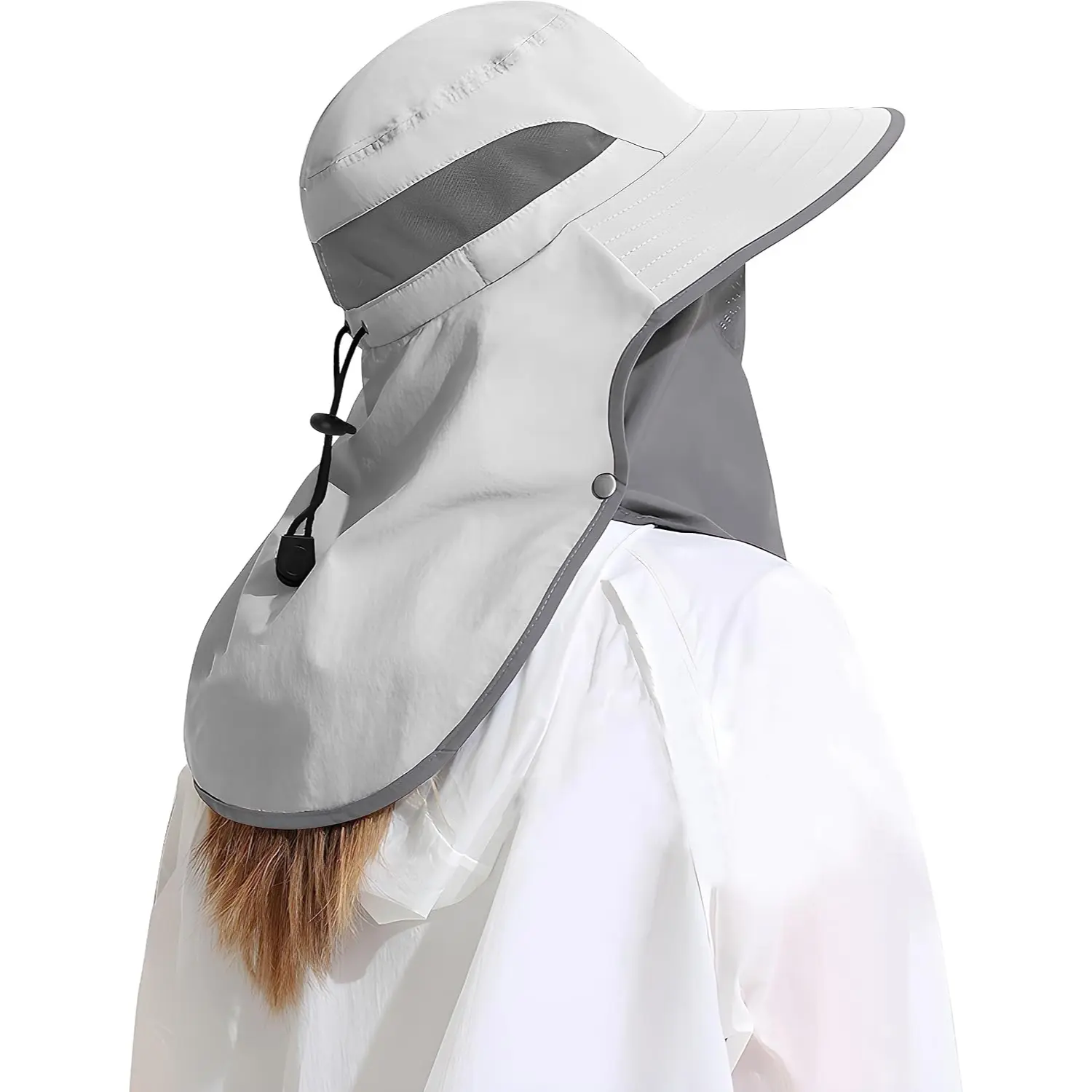 UPF 50+ Fishing Hat for Men Women Adjustable Wide Brim Boonie Safari Sun Hat with Mesh Chin Strap Foldable Outdoor Hat
