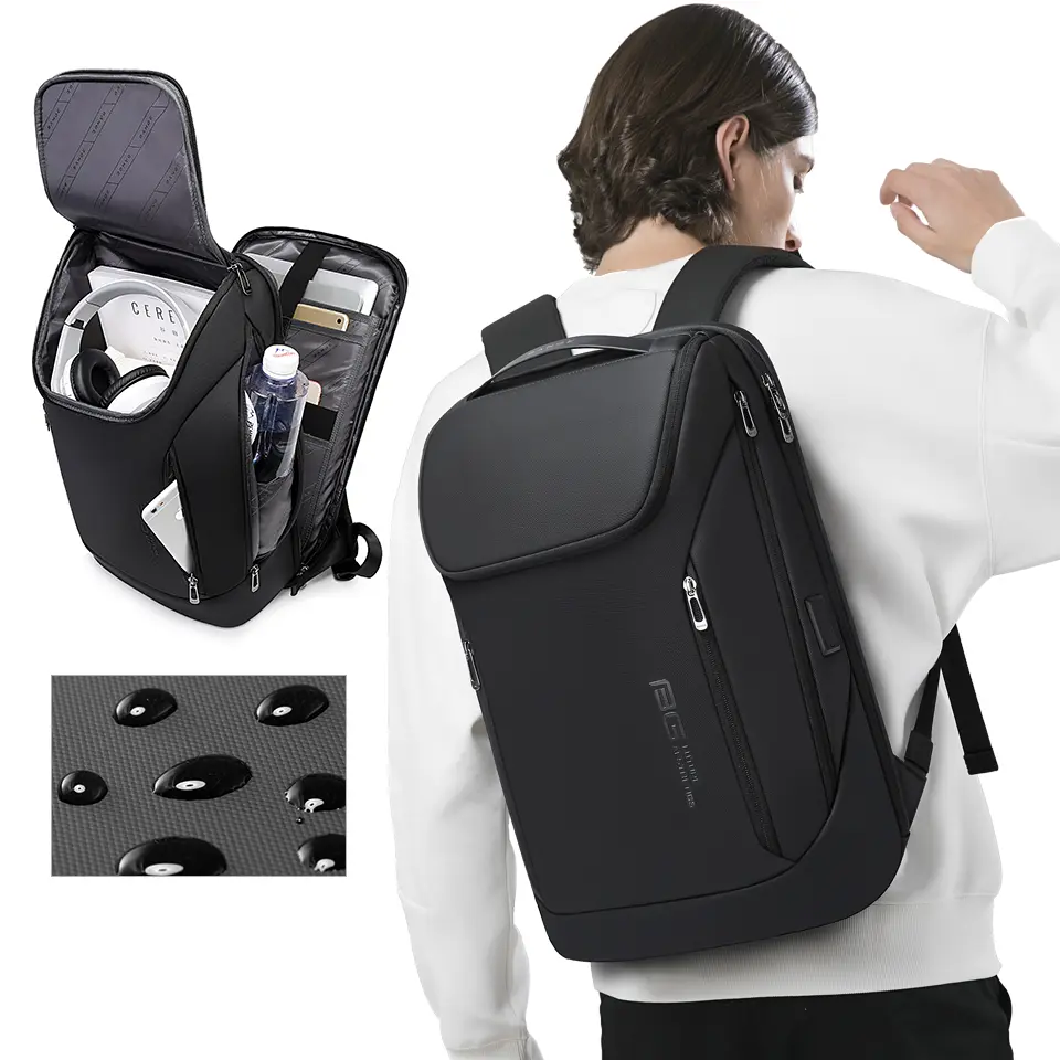 BANGE Unisex Minimalist Polyester Business Backpack for Adults - Cushioned Laptop Bag, Multi-Purpose Rucksack with Zip, High-Capacity Waterproof Large Padded Bag with Single Handle Strap & Top Single Handle Strap for Daily Commute (Do Not Wash)