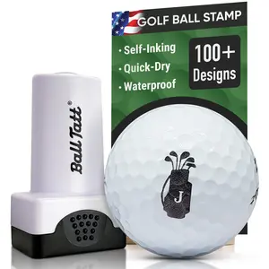 Ball Tatt Monogram Golf Ball Stamp - Self-Inking Permanent Marker, Reusable Portable Golfing Tool for Identifying Balls - Stocking Stuffer Golf Gift, (Golf Bag Initial)