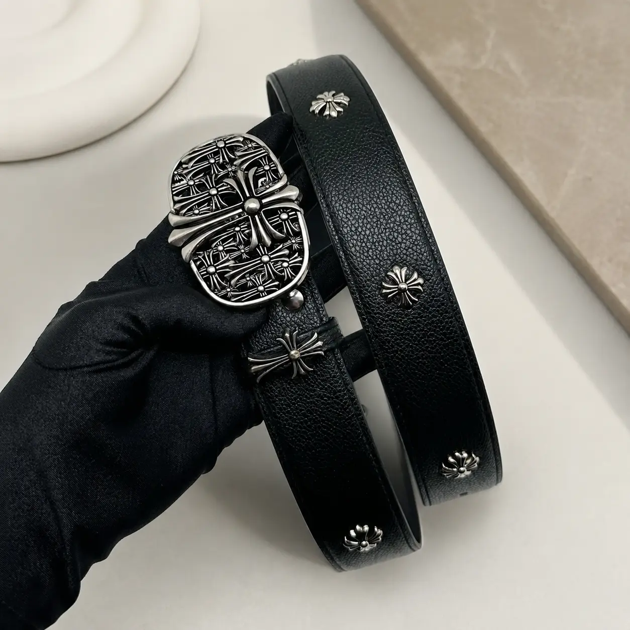 Vintage Black Gothic Buckle Belt, High Quality PU Leather Strap for Men & Women, Unisex Adjustable Streetwear Waist Belt