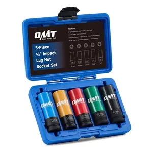 Orion Motor Tech 1/2" Drive Lug Nut Socket Set, Metric 17 19 21 mm/ SAE 3/4 13/16 7/8 15/16 in. Wheel Socket Set, 3/5/8pc Impact Lug Nut Socket Set, Thin Wall Lug Nut Socket Set with Colored Protective Covers, Limited Time Deal, fathersdaygift