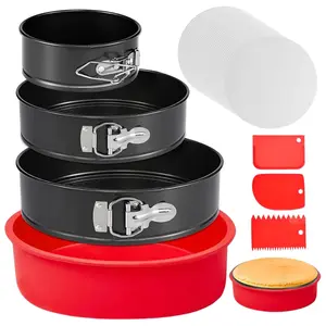 3PCS 4/7/9 Inch Springform Pan, Leakproof Cheesecake Pan with Protector, Nonstick Spring Form Pan for Cheesecake, Springform Cake Pans Sets for Baking with Removable Bottom and 50pcs Parchment