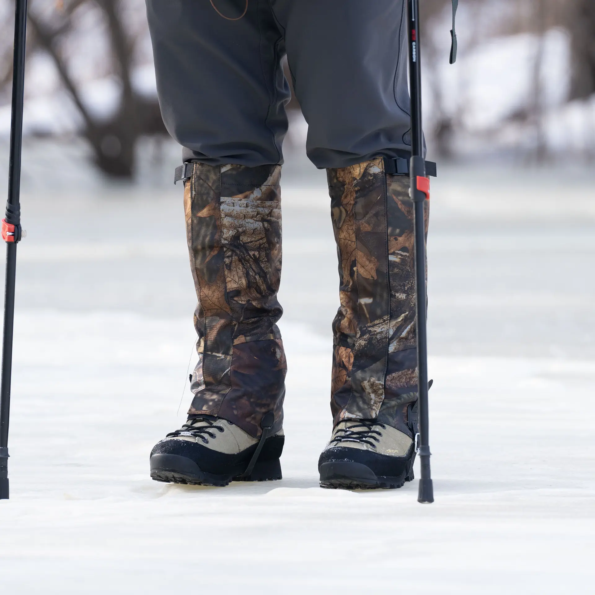 Outdoor hiking camouflage snow gaiters, leg sleeves, foot covers, and mountaineering binding leg straps