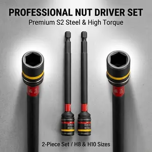 2-Pack Meairkang Dual-Head H8h10 Magnetic Nut Driver with Strong Magnetism and Non-Slip Design, Wide Compatibility for Furniture Assembly, Home Repairs, Construction, and DIY Projects