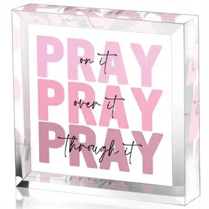 Pray Inspirational Desk Clear Acrylic Plaque Decor, Acrylic Desktop Decoration, 1 Count Bible Verse Acrylic Decor, Home Living Room Table Party Decorations Supplies, Signs, Gift