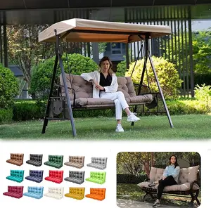 Porch Swing Cushions,Outdoor Cushions 3 Seater Replacement with Backrest, Waterproof Thickened Bench Cushion with Ties for Porch, Patio,Outdoor, Backyard and Garden