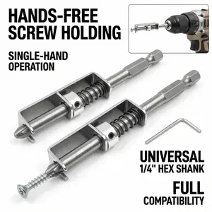 Anti-Drop Spring-Loaded Screw Holder Bit, Universal One-Handed Operation Screwdriver Bit, Professional Screw Retaining Tool Holder for Electricians, Mechanics, Overhead Installation, Home DIY Repair & Carpentry Work