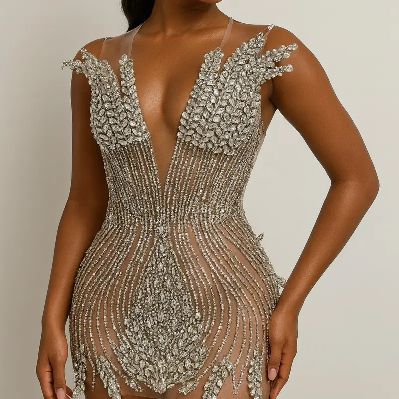 Icy Luxe Dress - Sparkling Design with Detailed Embellishments and Elegant Style