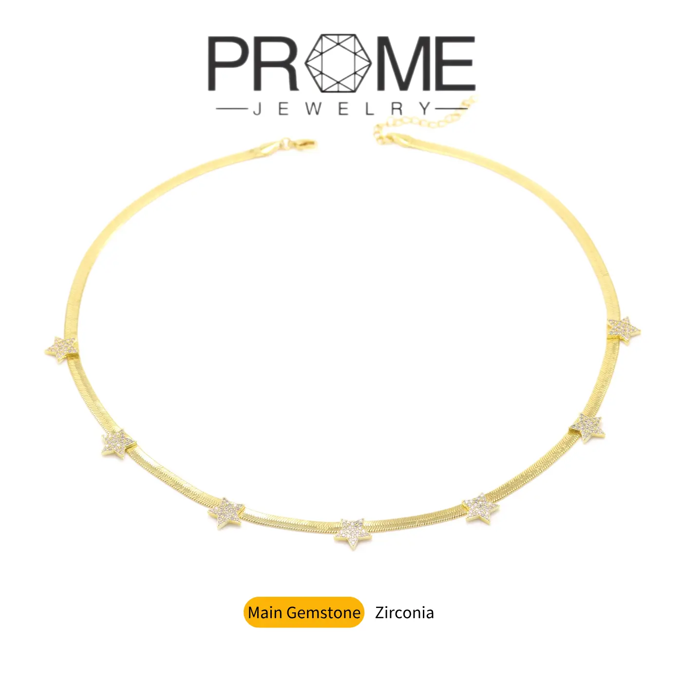 (CN109) Star Snake Chain Collar Necklace - Sparkling CZ, Star Shine, Modern Chic for Everyday, Luxury Box for Easy Gifting, Stylish Design, Perfect for Women’s Daily Wear, Sparkling Cz Necklace, Star Shine Necklace