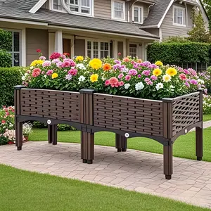 [Creative Flowerpot] All-Weather Square Raised Vegetable Planter with Drainage System | Balcony Planting Box Pot for Garden, Lawn, Flowerpot, Outdoor Railingpot Box, Rectangular Flowerpot Box, Creative Christmas Flowerpot