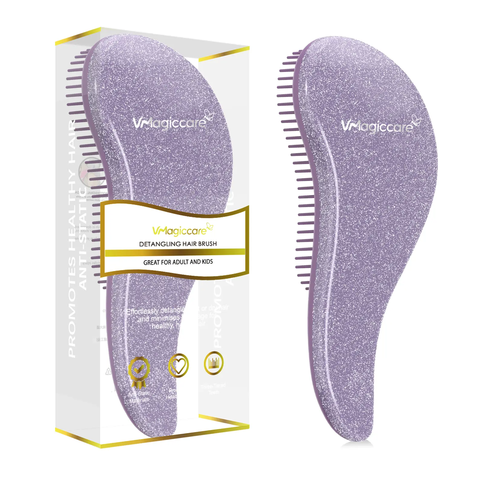 VMAGIC Detangling Brush for Women Girls Men & Boys - Anti-Static & Promotes Healthy Hair - Ideal for Wet & Dry Hair - Versatile Use for All Hair Types