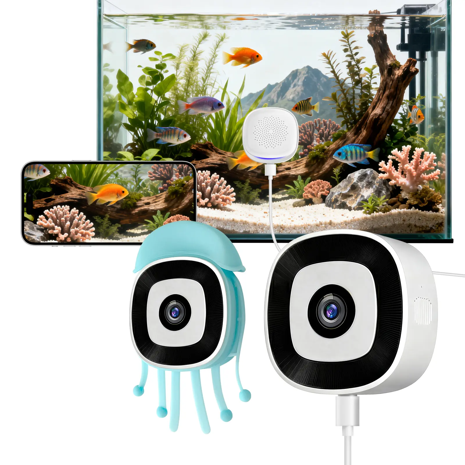 vuepod 3MP 2K Aquarium & Terrarium Pet Camera.Magnetic Install &Close-Focus Lens for Fish,Lizard, Reptile Pet and Window Bird Feeder,2.4GHz & 5GHz WiFi,Color Night Vision,Auto-focus,24/7 Recording