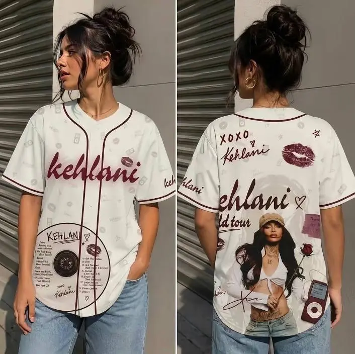 Kehlani 4 Design Graphic World Tour Baseball Jersey | Vintage Streetwear Button Up Shirt Oversized Hip Hop