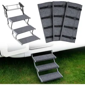 Nilight 22-Inch Adjustable Wrap-Around RV Step Covers 3-Pack - 22x19" Double Layer Gray Carpet, Snap Fasteners, Fits 8-11" Deep Electrical/Manual Stairs for Camper Trailers