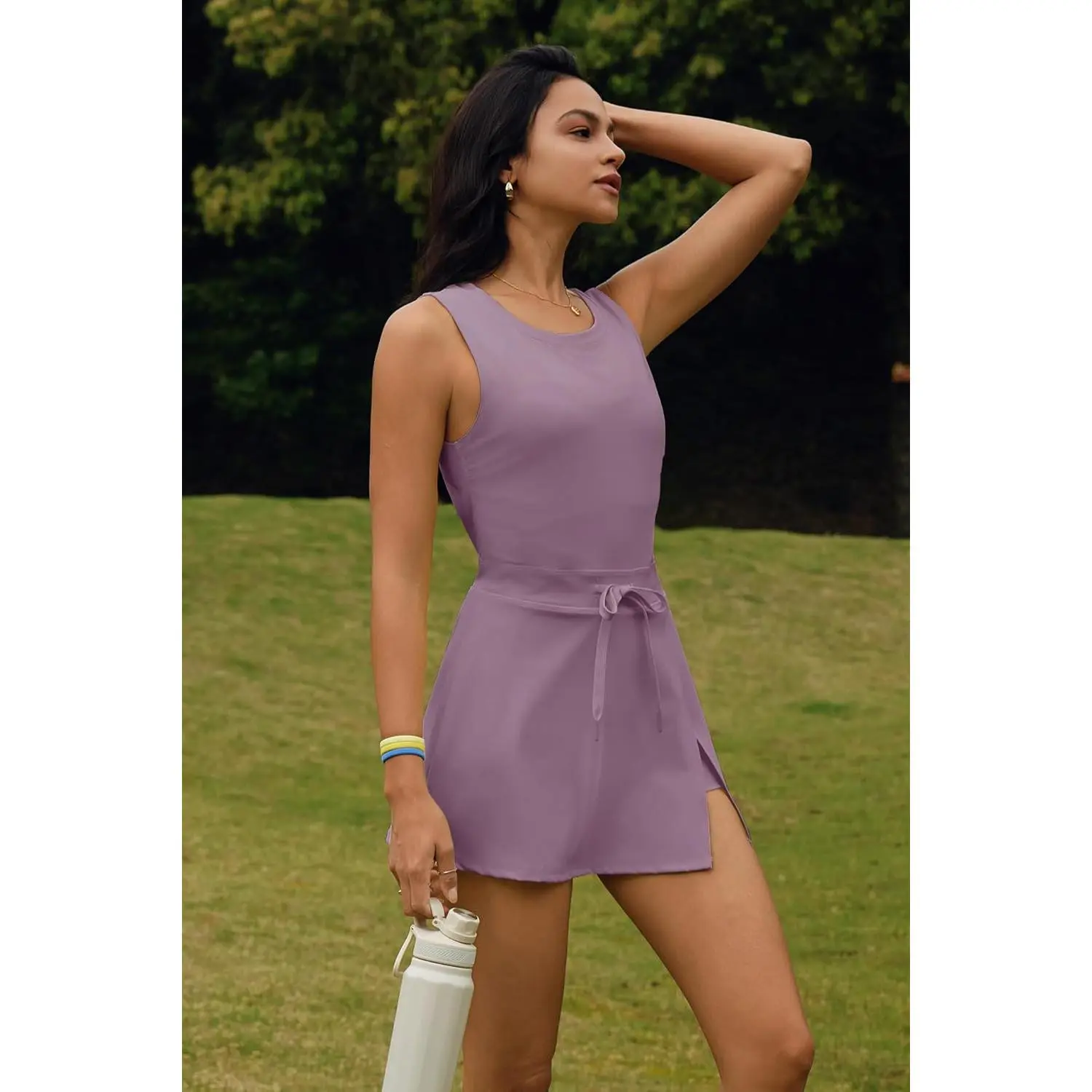 Womens Tennis Dress with Built in Shorts and Bra Workout Athletic Rompers  Open Back Skort Dress - TikTok Shop