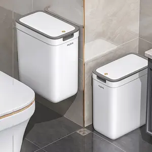 Wall-mounted decorative trash can, large-capacity lided push-down trash can, can be hung on the wall or placed on the ground. Suitable for bathrooms and kitchens, it doesn't take up much space and is a narrow-gap storage trash can, Bathroom Trash Cans.