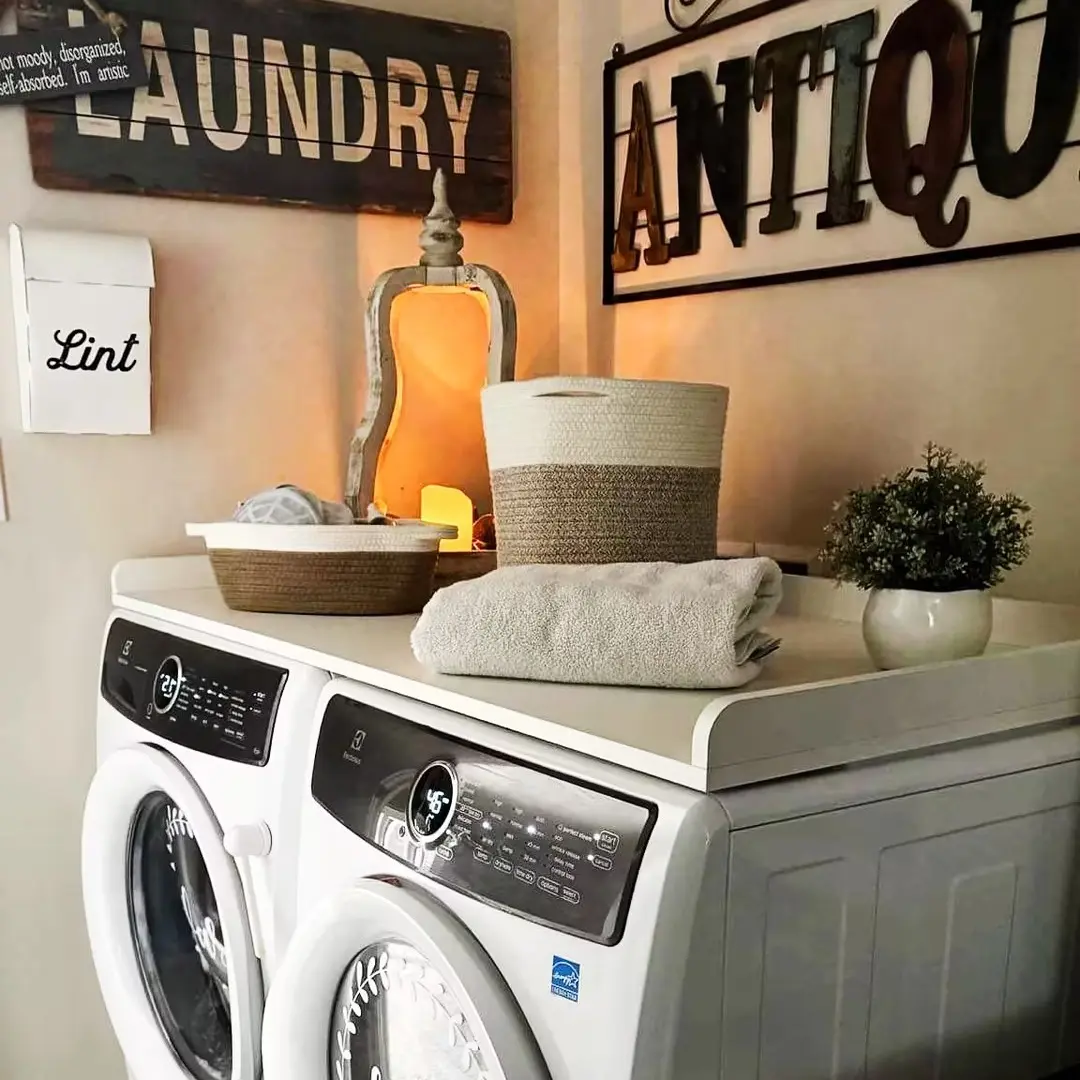Kaboon Rectangular Washer Dryer Countertop - Durable Melamine Top with Edge Rails, Eco-Friendly, 54 in Wide, 27.5 in Deep, 2-Year Warranty, Easy to Assemble for Laundry Room Organization