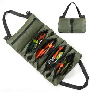 High-End Roll-Up Tool Bag with Detachable Pockets, Heavy-Duty Waterproof Oxford Cloth Storage, Ideal for Motorcycles & Mechanics
