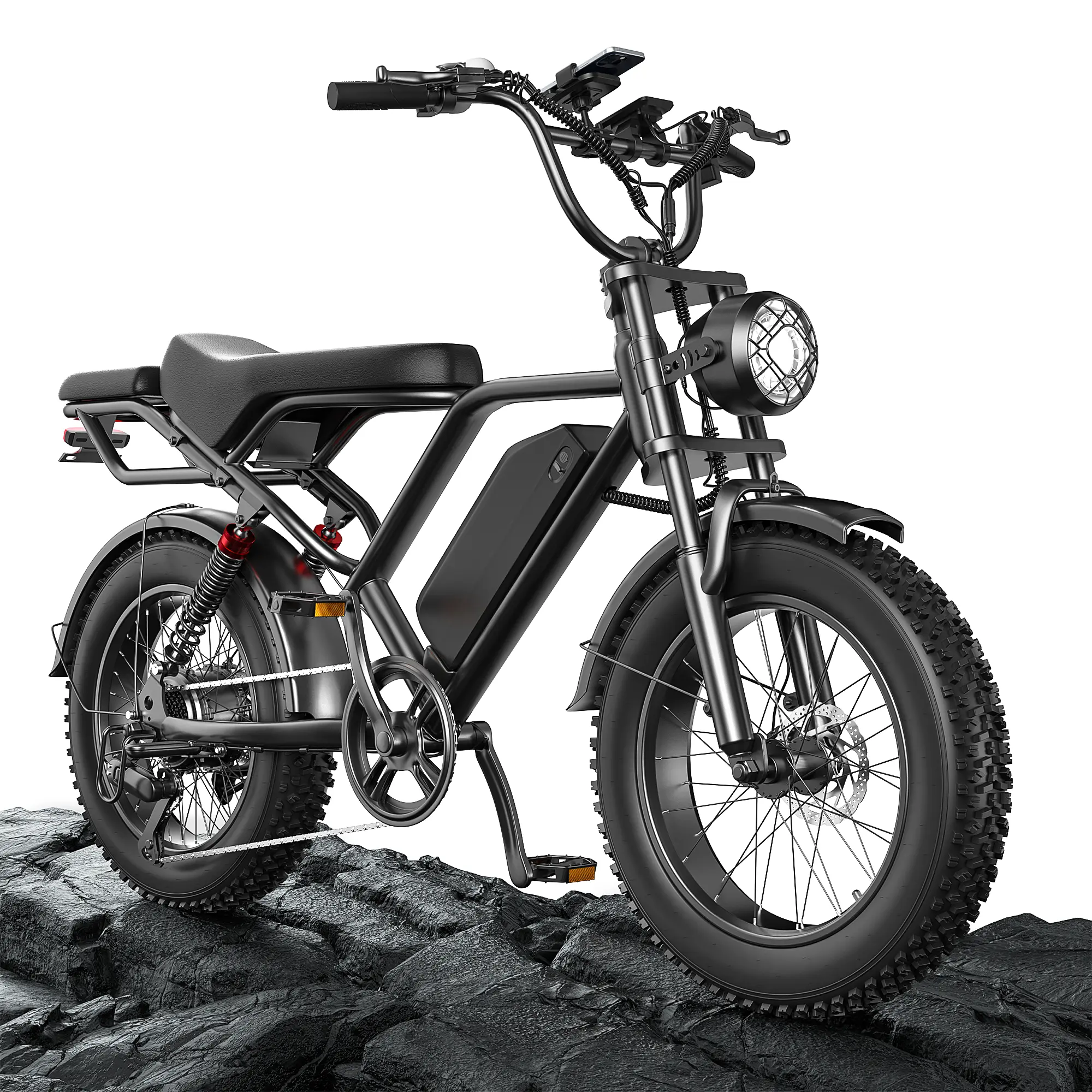 WATSABRO Electric Bike for Adults 1500W Peak All-Terrain Electric Dirt Bike with 20" Fat Tire, 70 Miles 28/31MPH Top Speed Ebike for Sand Mountain Snow, 48V 18AH Removable Battery Electric Motorcycle