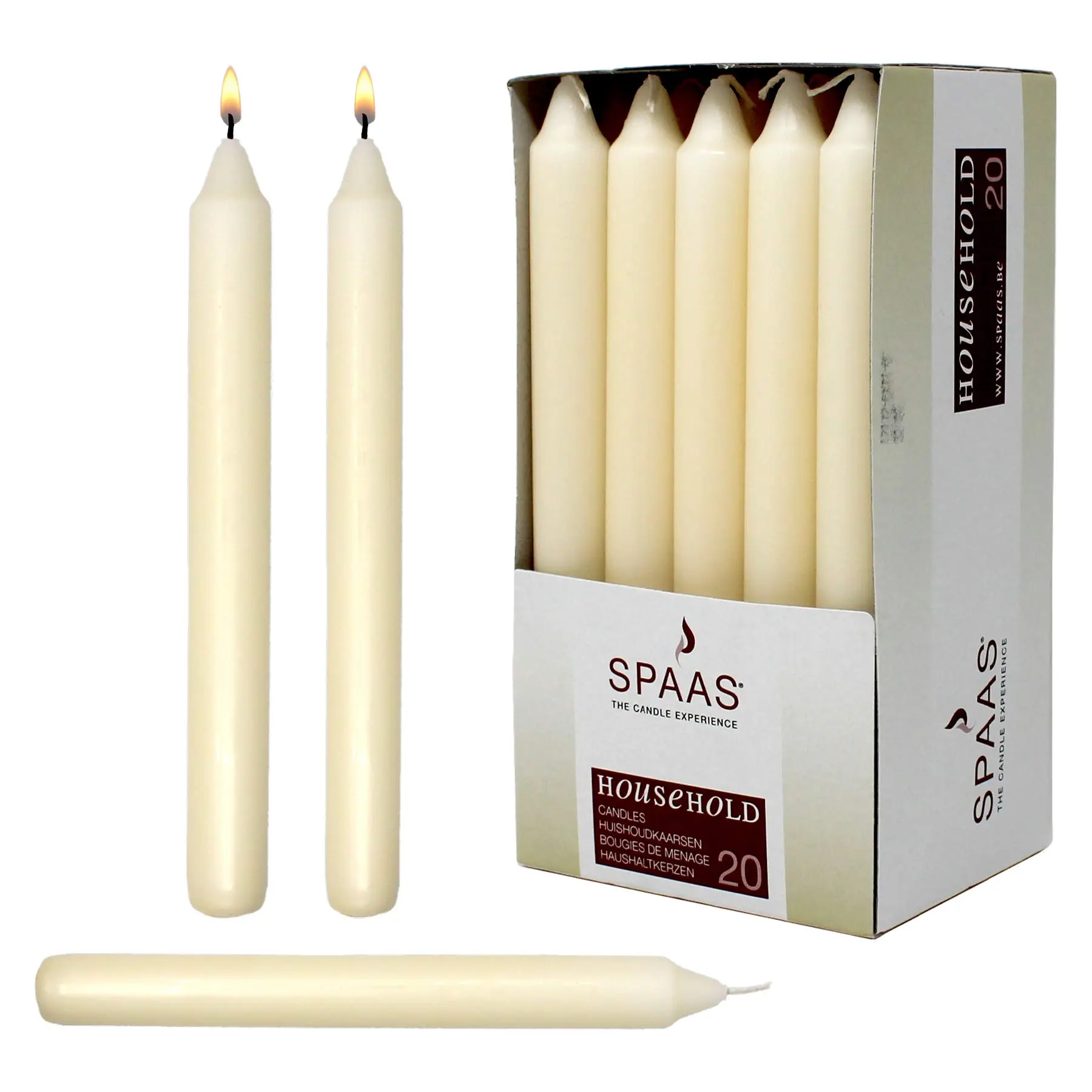 7" Ivory Taper Candles - 20 Pack - Clean Burning Cream Candles for Home Decor, Wedding, Christmas, Emergency, - 6hr Burn Time